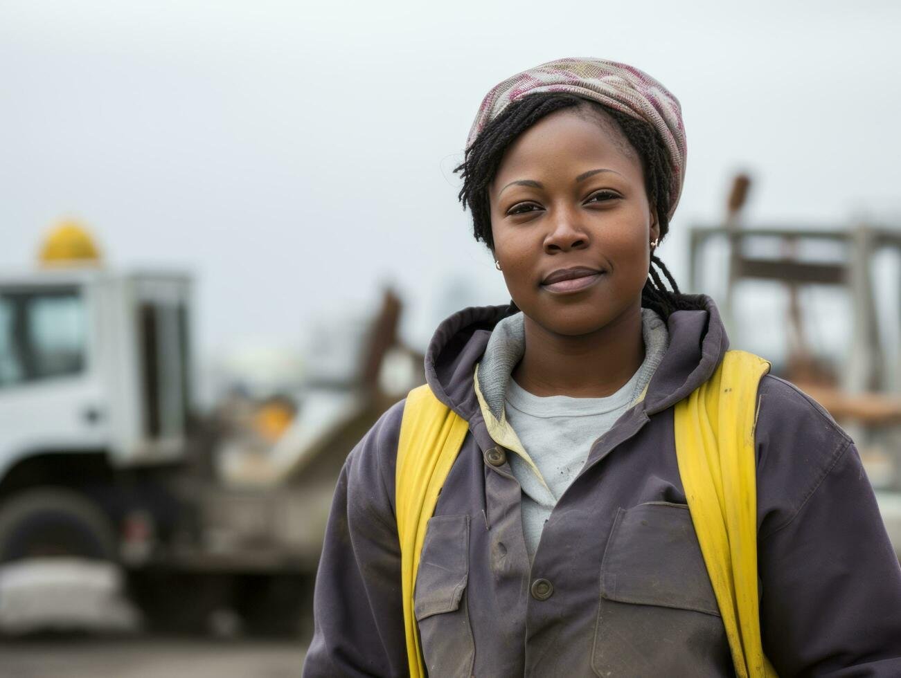 shot of a natural woman working as a construction worker ai generative free photo